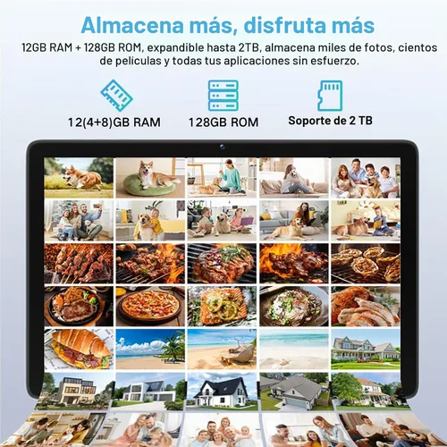 Vista 3 de Tablet Android 15 de 10.1 Pulgadas con Gemini AI – Octa-Core 12GB RAM 128GB ROM (Expandible a 2TB), Tablets PC con Pantalla Táctil HD Grande