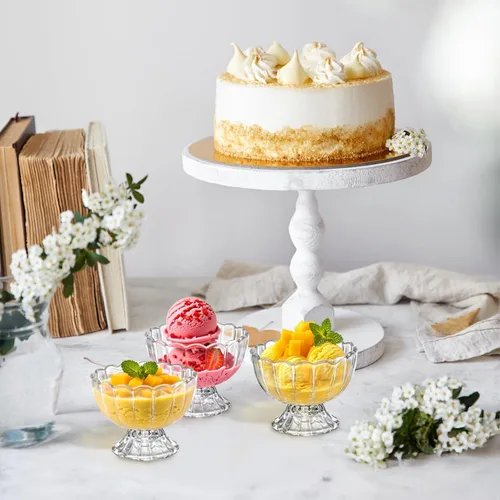 Vista 4 de Lawei Paquete de 6 cuencos de vidrio para postre, tazas pequeñas de 5 onzas para helado, mini cuencos de postre con patas para postre, helado