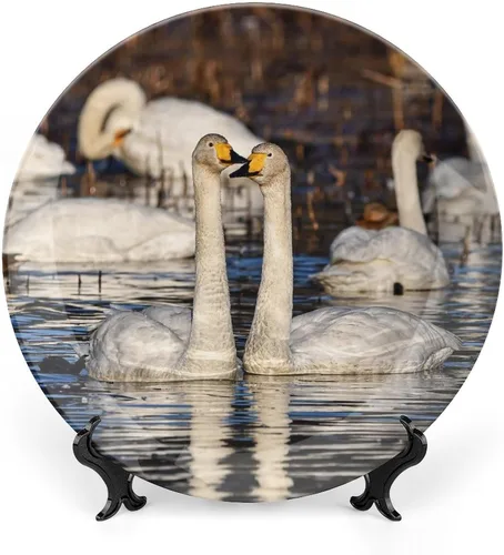 Vista 8 de Plato decorativo para colgar en la pared, plato de cerámica de ñu azul animal, platos divertidos para cena, plato decorativo de mesa, plato