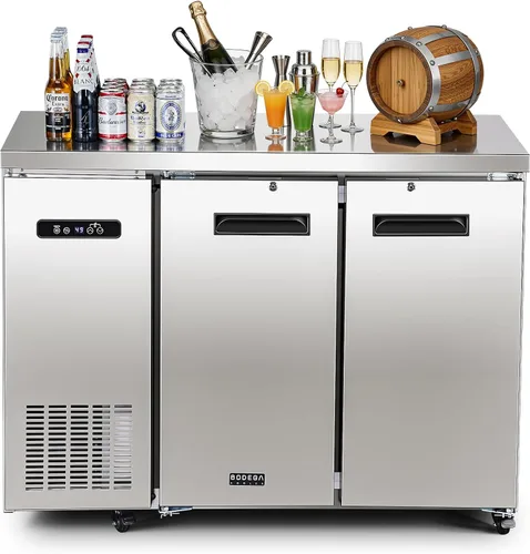 Vista 13 de BODEGA BODEGACOOLER - Enfriador comercial de barra trasera con 2 puertas sólidas, refrigerador de barra de altura de mostrador comercial de 12 pies