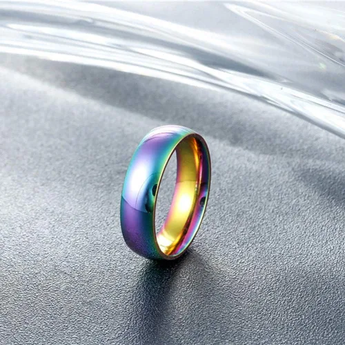 Vista 4 de Um joyas acero inoxidable de alta pulido Gay y lesbiana ORGULLO LGBT Ranibow Anillo 6mm.