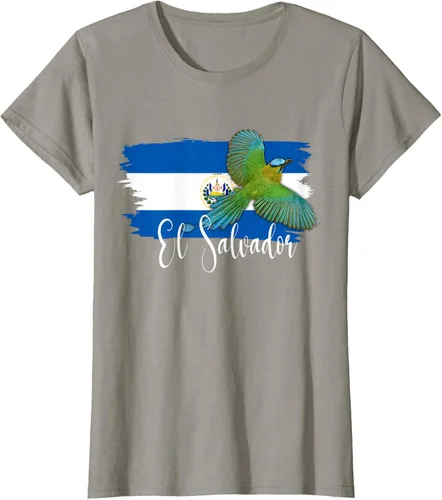 Vista 79 de Camiseta con la bandera de El Salvador, mapa de El Salvador, camiseta de Salvador para mujer, Negro