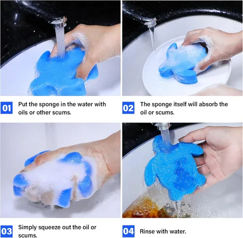 Vista 4 de Chuangdi 24 esponjas para bañera de hidromasaje, absorción de espuma de aceite de tortuga para spa y piscina (azul)