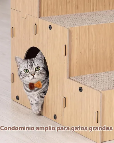 Vista 4 de Rascador para gatos, escaleras de cartón para mascotas de 17.3