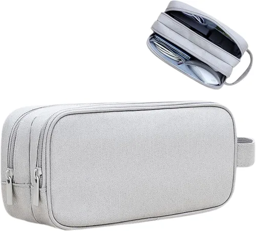 Vista 9 de Teskyer Bolsa organizadora de cables, organizador de accesorios electrónicos de viaje, bolsa de tecnología portátil para cargadores de teléfono