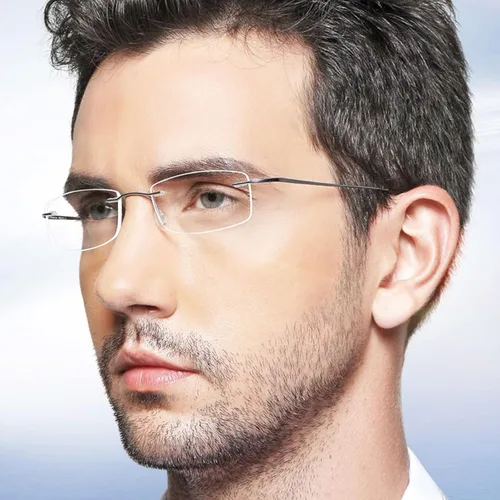 Vista 2 de Titanium Rimless Reading Glasses for Men Women Super Light Blue Light Blocking Computer Readers with Rectangular Lens