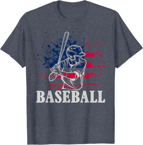 Vista 79 de Camiseta de béisbol deportiva estadounidense con bandera estadounidense, Negro, S