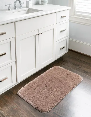 Vista 10 de Unique Loom Bano Luxe Bath Mat Collection - Alfombra de lujo (1 pies 8 pulgadas x 2 pies 7 pulgadas, rectangular, algodón rosa azúcar)