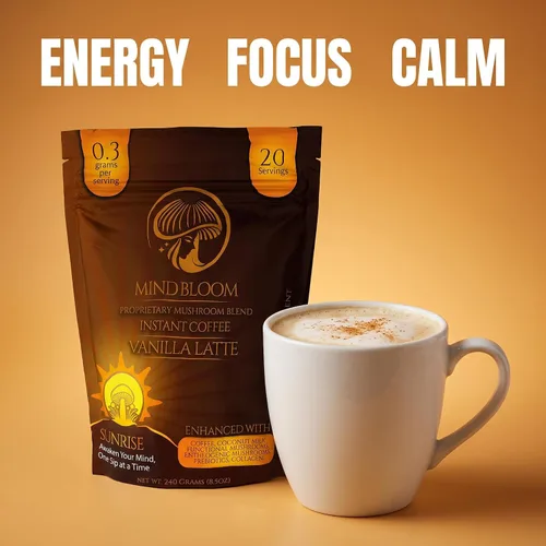 Vista 3 de Café instantáneo Sunrise Vanilla Latte - Mezcla patentada de hongos