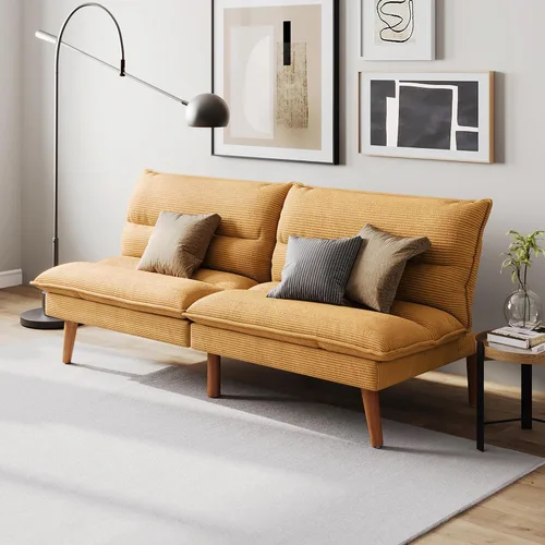 Vista 9 de LINSY HOME Sofá Cama Futón - Sofá Cama de Pana Convertible con Respaldo Ajustable, Sofá Cama Pequeño Moderno Tipo Loveseat para Espacios Pequeños