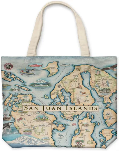 Vista 21 de Xplorer Maps Bolsa de lona con asas, bolsa de compras de comestibles de tela, bolsa reutilizable y ecológica, 100% algodón, lavable