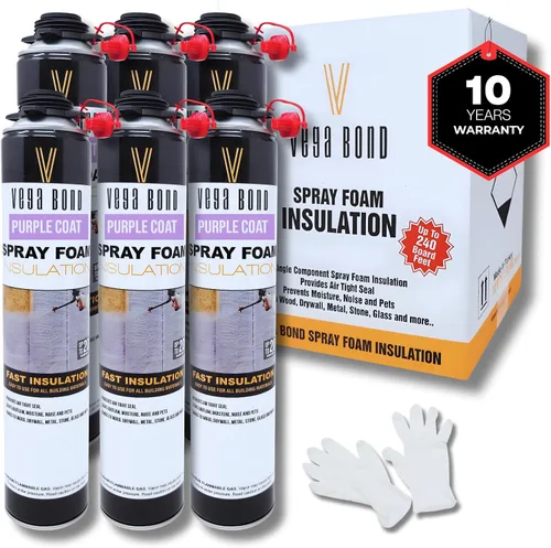 Vista 15 de Purplecoat Sistema de espuma de celda cerrada (1 paquete + limpiador) Self Expanding Insulation, R-5.66 Thermal Value, 29 Oz Cans, 20 Board Feet