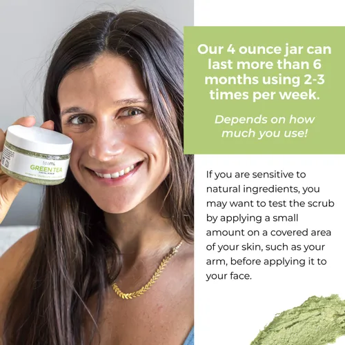 Vista 6 de Teami Exfoliante facial de té verde Matcha para hidratar, hidratar y exfoliar, exfoliante natural corporal y facial orgánico exfoliante de azúcar