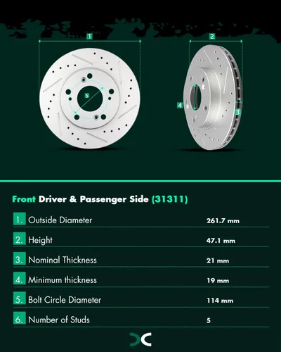 Vista 7 de SCITOO Kit de freno delantero Rotores de freno delantero y pastillas de freno de cerámica para Acura RSX 2003-2006