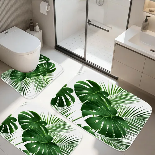 Vista 11 de TheBlackSpot Juego de 3 alfombras de baño rústicas de primavera de granja, diseño botánico de pájaros, tapete de baño de espuma viscoelástica