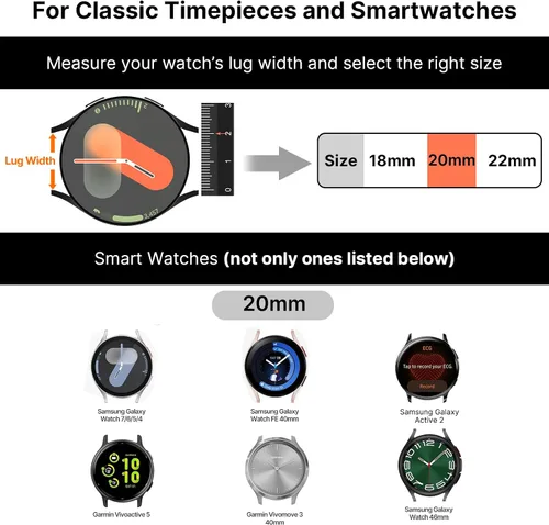 Vista 5 de Fullmosa Correa de reloj de liberación rápida de 0.866 in, 0.787 in y 0.709 in, bandas de cuero bruñido para Samsung Galaxy Watch/Garmin Watch