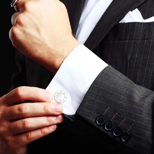 Vista 3 de LeCalla Gemelos de plata de ley para hombre, para papá, padre, abuelo, padre, Plata de ley, no conocido