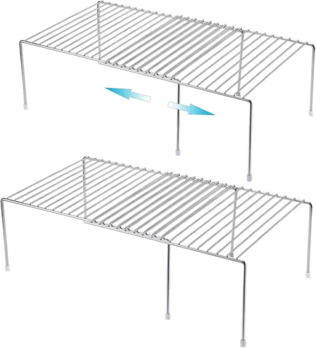 Vista 13 de iPEGTOP Organizador de armario de cocina expandible, 2 piezas ajustables para congelador, estante de alambre de almacenamiento de alambre a prueba
