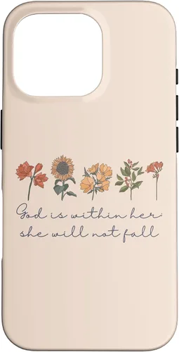 Vista 20 de God is Within Her She Will Not Fall Psalms 46:5 Boho Flowers Case for iPhone 17