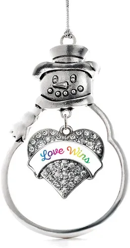 Vista 231 de Colgante de plata con diseño de Detroit con forma de corazón y muñeco de nieve con circonitas cúbicas