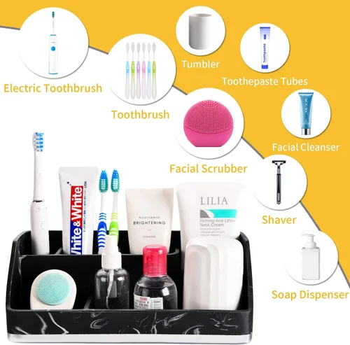 Vista 4 de VITVITI Portacepillos de dientes para baños, organizador de encimera de baño para encimera de tocador, fregadero de 5 ranuras, cepillo de dientes