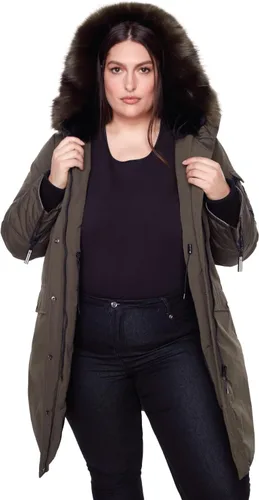 Vista 9 de ALPINE NORTH Laurentian - Chaqueta larga de plumón vegano para mujer con capucha de piel sintética