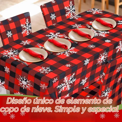 Vista 4 de Preboun Juego de 7 fundas para sillas de mantel de Navidad a cuadros