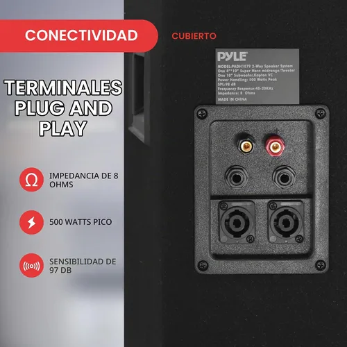 Vista 5 de PYLE-PRO PADH1079 – 500 W 10 pulgadas Gabinete de altavoces de dos vías