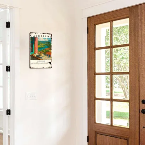 Vista 6 de Cartel vintage Cafezinho divertido Brasil Café Brasil Cocina Latina Letrero de Metal Aluminio 8x12 pulgadas para Baño Dormitorio Sala de estar