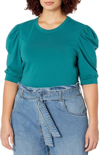 Vista 4 de The Drop Women's Mariko Puff-Sleeve Crew-Neck Stretch Jersey T-Shirt