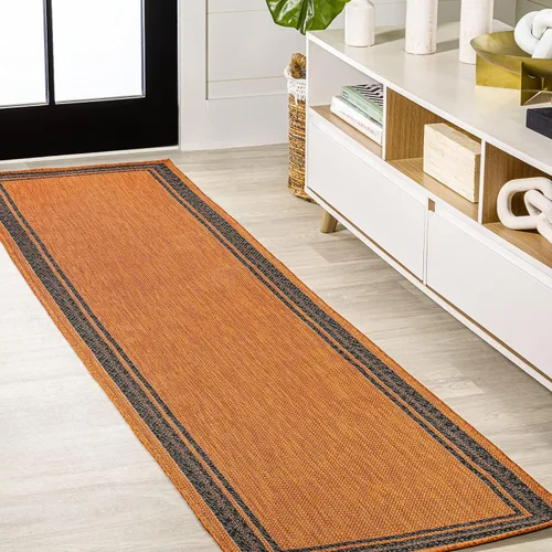 Vista 7 de JONATHAN Y Alfombra de pasillo para interiores y exteriores, 2 x 8 pies, color aguamarina/beige, moderno para patio trasero, patio, porche, fácil
