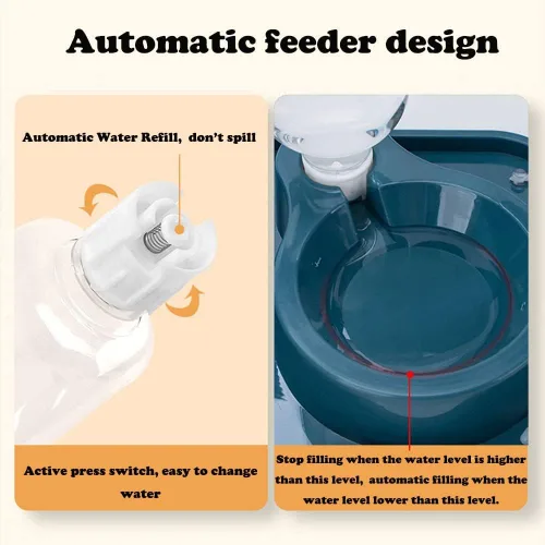 Vista 4 de Love Dream Cuencos dobles para perros y gatos, juego de cuencos de agua y alimentos 2 en 1 con dispensador automático de agua por gravedad, tazón
