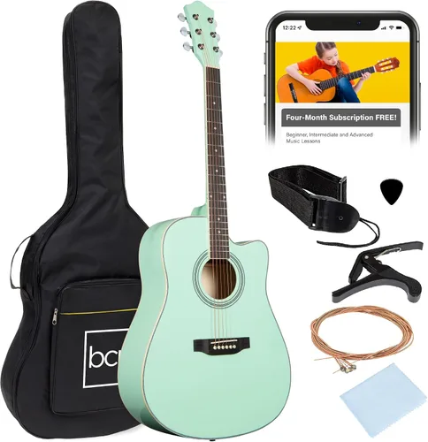 Vista 10 de Best Choice Products Guitarra Acústica para Principiantes de 41 Pulgadas, Tamaño Completo, Toda de Madera con Cutaway, Juego de Inicio con Funda