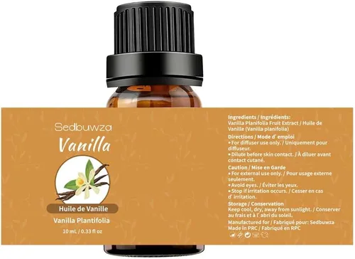 Vista 2 de Sedbuwza Juego de aceites esenciales de vainilla, paquete de 2 aceites de aromaterapia de vainilla para masaje, difusor, perfume, jabón, fabricación