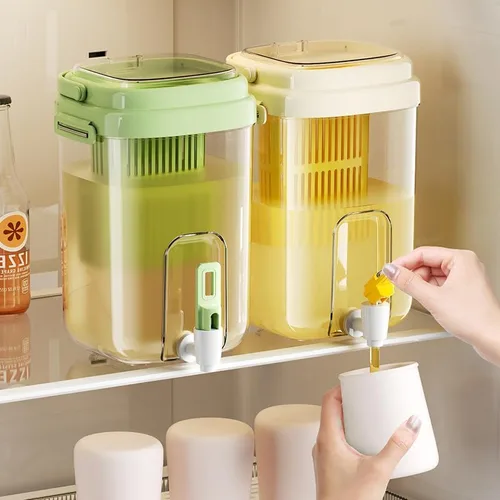 Vista 4 de Dispensador de bebidas de plástico de 0.6 galones, recipientes de jugo para individuos o familias pequeñas, dispensador de bebidas de hielo