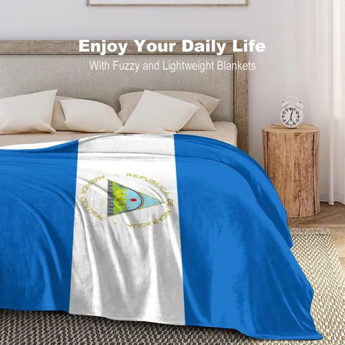 Vista 5 de Manta con la bandera de Nicaragua, manta suave y ligera, colcha duradera para decoración del hogar, manta de sofá de 30 x 40 pulgadas