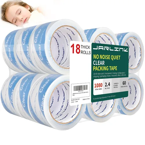 Vista 8 de JARLINK Cinta de embalaje silenciosa transparente sin ruido (12 rollos), cinta de embalaje resistente para embalaje de envío, sellado en movimiento