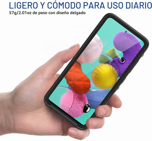 Vista 2 de Lanhiem Funda para Samsung Galaxy A51, IP68 impermeable a prueba de polvo con protector de pantalla integrado, funda protectora de cuerpo completo