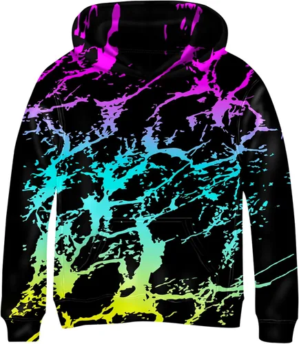 Vista 28 de Linnhoy Sudaderas con capucha para niños y niñas con estampado digital 3D de 6 a 15 años Cbai Blanco