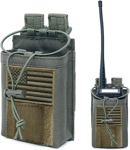 Vista 10 de Soporte de radio táctico Molle para radio, funda resistente para radios de dos maneras, almacenamiento ajustable