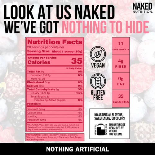 Vista 5 de NAKED Reds Superfood Powder - Mezcla de polvo de frutas de polifenol saludable y energizante, sin rellenos, sin aditivos, vegano, sin OMG, sin