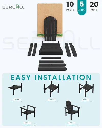 Vista 8 de SERWALL Silla Adirondack moderna apilable, silla de patio al aire libre de HDPE con diseño que ahorra espacio, silla para hoguera para todo