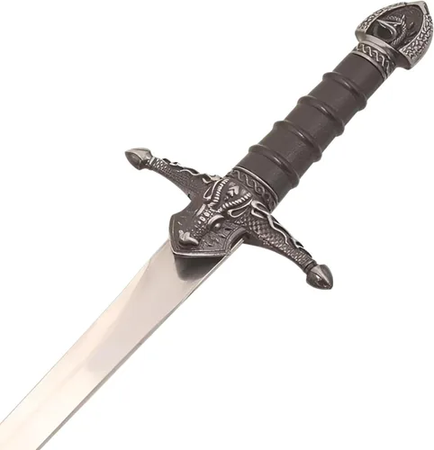 Vista 4 de MASTER USA Mini espada corta medieval, hoja de acero inoxidable con mango de metal fundido, vaina de madera - Fantasía, coleccionable