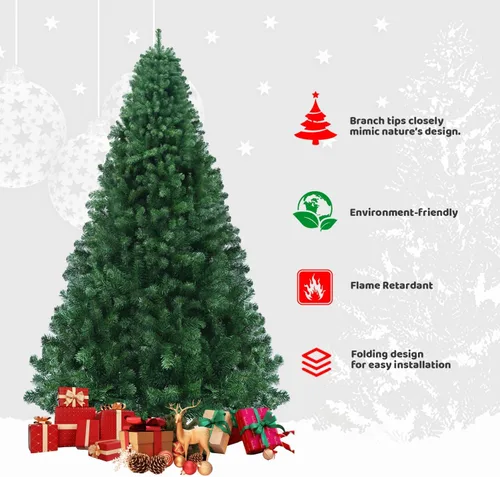 Vista 2 de Árbol de Navidad artificial de 6 pies, material de PVC de imitación de abeto, decoración de fiesta de Navidad, montaje rápido, adecuado para Verde