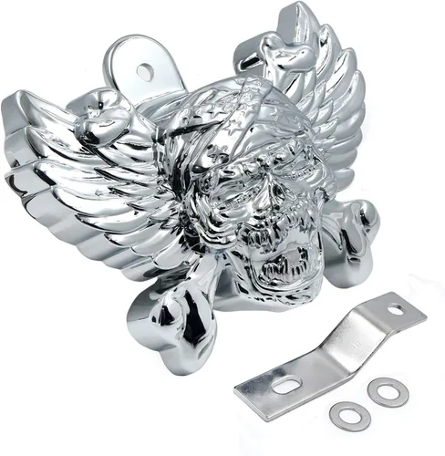 Vista 4 de MT246-010 - Cubierta de cuerno de hueso con calavera cromada compatible con Harley 1992-2005 2006 2007 2008 2009 2010 2011 2012 2013 2014 2015