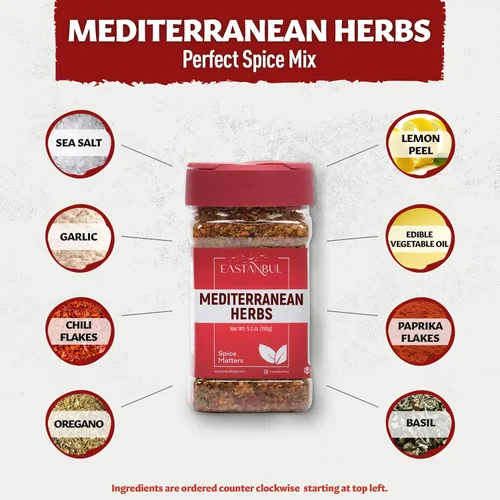 Vista 6 de Eastanbul Condimento mediterráneo, 5.29 onzas, mezcla de especias mediterráneas, mezcla de hierbas y sal, sal marina especiada y condimento