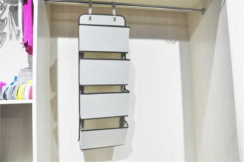 Vista 2 de haotfire 4bolsillos Wall Mount sobre la puerta clóset Almacenamiento Organizador Durable tela no tejida bolsa para colgar toallas de juguetes