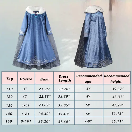 Vista 7 de MINACARE Elsa - Vestido para niñas - Disfraz de princesa Frozen para niños