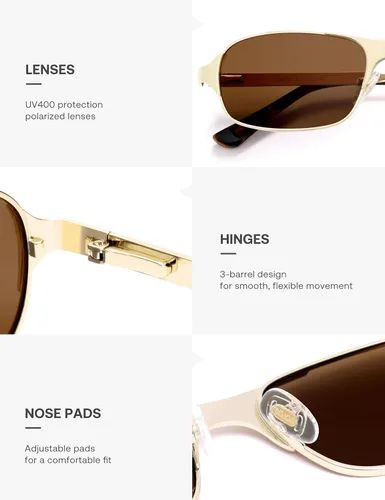 Vista 4 de SOJOS Retro Rectangle Polarized Sunglasses for Men Women, 70s 80s Vintage Small Square Sunnies SJ1267
