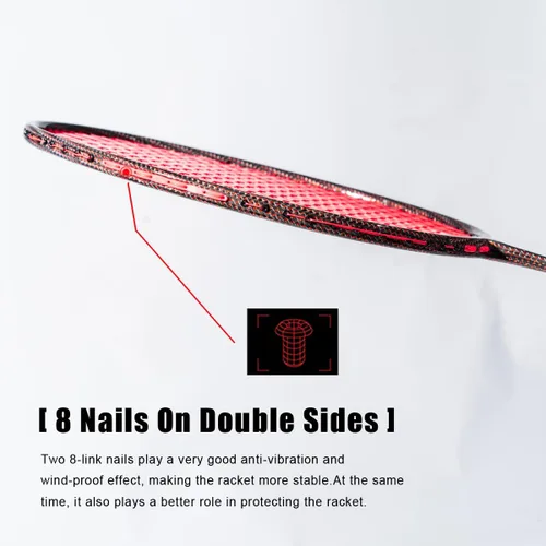 Vista 5 de K1 Professional 3U G5 1K - Raqueta de bádminton de textura tejida roja con caja de regalo, raqueta de bádminton para deportes al aire libre, incluye
